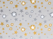 gift paper stars+balls silver-gold 50cm x 50m