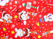 Geschenkpapier "Santa/Rudolf" rot-bunt, 70cm x 50m