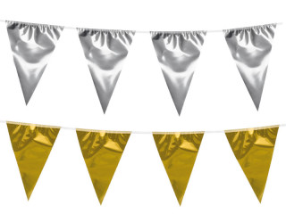 Wimpelkette metallic, L 10m, versch. Grössen und Farben
