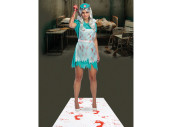carpet "blood footprints" white/red, w 60 x l 450cm