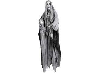 Hängedeko Skelett mit leuchtenden Augen, grau/schwarz, H 180cm