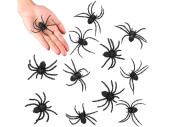 spider set small, black, plastic, 5 x 6cm, 12 pieces