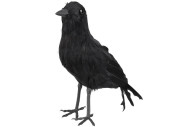 Krähe schwarz, H 23cm, Styro/Federn
