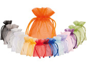 set de 10 sacs en organza, diff. tailles et couleurs