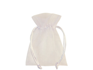 set de 10 sacs en organza,10 x 7cm, crème