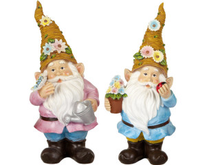 garden gnome "Oskar with flower hat", var. colors
