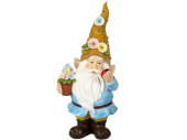 garden gnome "Oskar with flower hat", blue