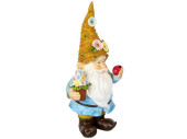 garden gnome "Oskar with flower hat", blue
