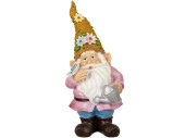 garden gnome "Oskar with flower hat", rose