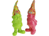 garden gnomes "Flower Power" green/pink, set of...