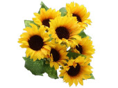 sunflower bush 7 blossoms, yellow/green, h 34cm