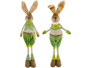 lapin "hopsi" debout, naturel/vert, 18 x 12 x h 68cm, 2 sortes mélangées, prix par pièce