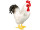 coq "pied à plume" blanc, 28 x 12 x h 32cm