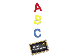 pendentif "rentrée scolaire ABC" multicolore, carton, l 33cm, l 90cm