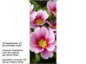 Textilbanner "Primel-Blüten", 75 x 180cm, rosa/grün, Schlauchnaht oben+unten