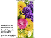 bannière textile "Têtes de fleurs mélange", 75 x 180cm, multicolore, coutures tubulaires en haut+en bas