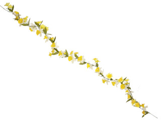 guirlande de narcisses, jaune/blanc, l 180cm, fleurs Ø 6 + 9cm