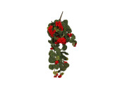 géraniums suspendus vert/rouge, h 70cm, env. l 35cm