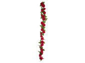 guirlande de roses noble 24 fleurs vert/rouge, l 160cm