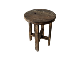 Hocker Holz "Antik-Art", braun-vintage, Ø 24 x H 35cm