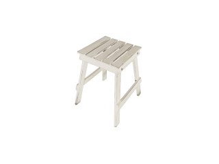 tabouret déco bois "antique-art", blanc-vintage, 27 x 27 x h 40cm
