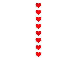 chaîne des coeurs carton rouge 8 coeurs, 17 x 17cm