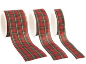ruban tartan vert et rouge, avec fil doré, diff....