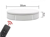 plateforme tournante blanche, plastique, 230V, capacité de charge 50kg, Ø 30cm, télécommande incluse