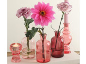 glass bottle "Riga", color, Ø 7 x h 12cm, set of 3 pcs., pink-mix