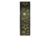 ribbon with contour stars, l 15m, w 25mm, green/gold