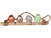 Vögel 4 Stück auf Ast, braun/bunt,...