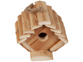 birdhouse "Forest", wood, brown, w 14 x h 13 x d 13cm, with hanging rope