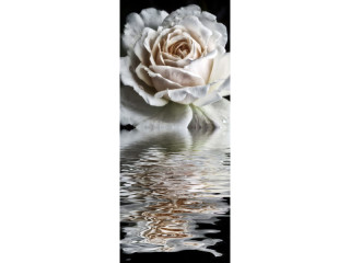 Textilbanner "Blüte im Wasser", weiss/schwarz, 75 x 180cm, Schlauchnaht oben+unten