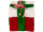 paquet cadeau "candy", rouge/blanc/vert, 16 x 16 x h 19cm