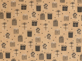 Geschenkpapier "Pakete Kraft", natur/schwarz, B 70cm x L 50m