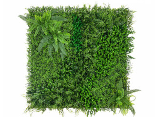 panneau de plantes "Living-Wall Farn-Mix" vert,100 x 100cm, B1 UV, ignifugé, protégé contre les UV