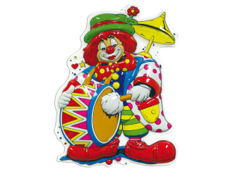 Wanddeko "Clown mit Trommel", bunt, H 60cm, tiefgezogen