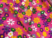 Stoff "Blüten Hippie", pink/bunt, B 150cm