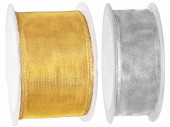 ruban „organdy metallic“, diff. largeurs et...