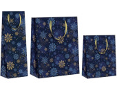 Geschenktasche "Eiskristalle", blau/gold,...