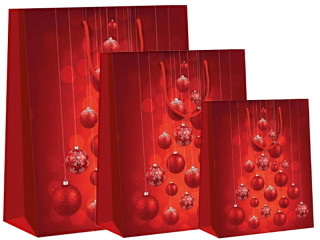 gift bag "red balls", red/silver, var. sizes