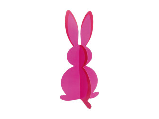 rabbit made of cardboard, foldable, pink, h 27cm, Ø 13cm