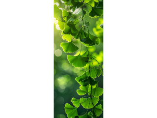 textile banner “gingko leaves”, green, 75 x 180cm, tubular seam top+bottom