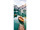 textile banner “boat in alpine lake”, turquoise/nature, 75 x 180cm, tubular seam top+bottom