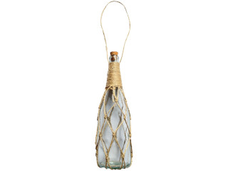 bottle in rope mesh, natural/clear, Ø 9 x h 31cm