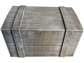 wooden treasure chest, natural/grey, 23 x 15 x 13cm