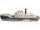wooden steamboat, natural/blue, 40 x 8 x 12cm