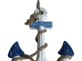 Anker "Maritim", mit Seil, blau/weiss, Holz, klein, 16 x 5 x 33cm