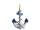 anchor “maritime”, with rope, blue/white, wood, small, 16 x 5 x 33cm