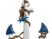 anchor “maritime”, with rope, blue/white, wood, big, 42 x 6 x 65cm